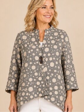 Focus Casual Life - Women's Gray Creat High Low Blazer Jacket -SzS